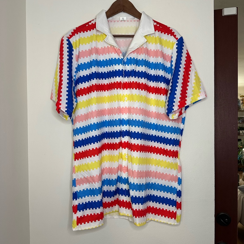 Colorful Striped Short Sleeve Shirt